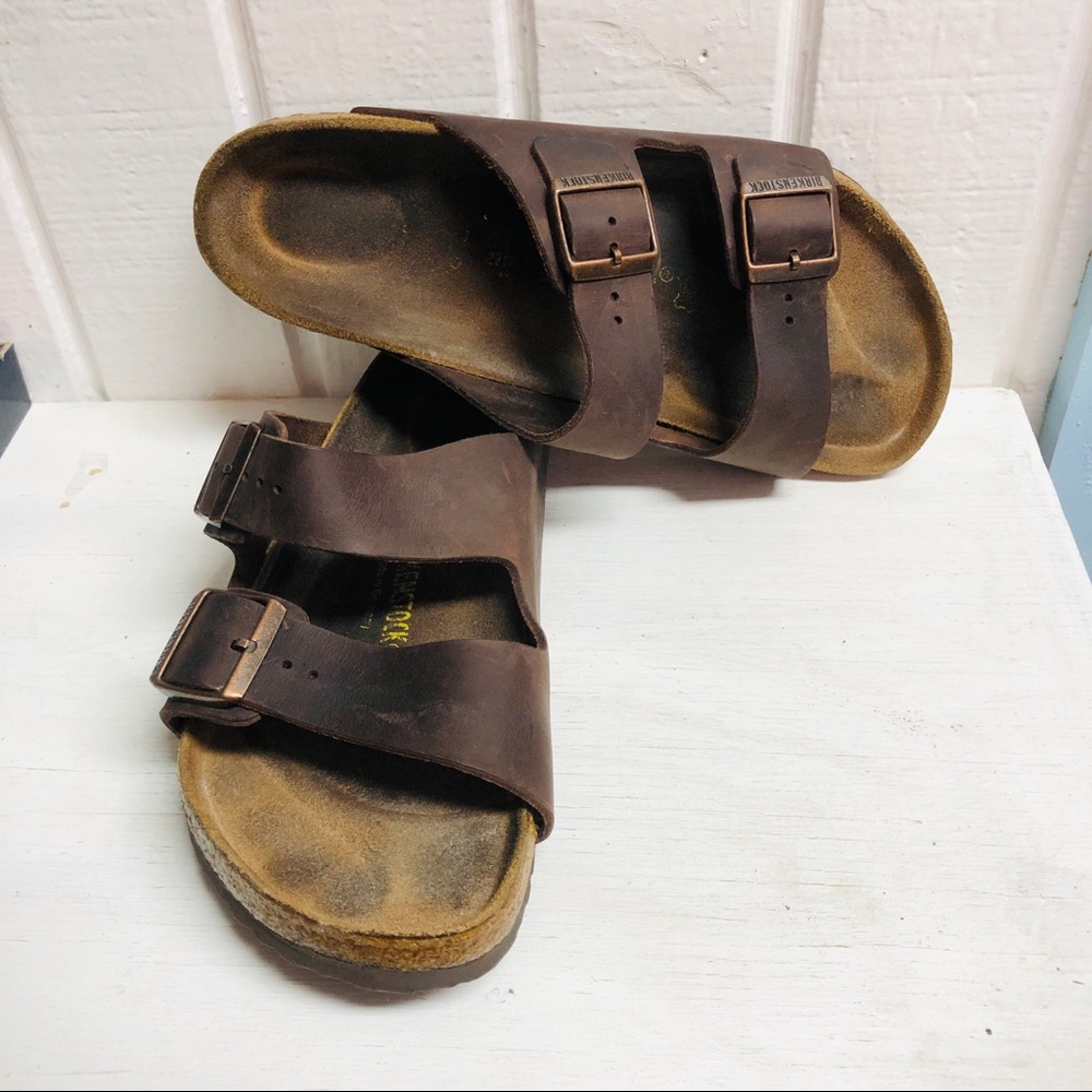 Birkenstock Oiled Leather Arizona Habana Sandals Slides 42 Unisex W 11 M 10